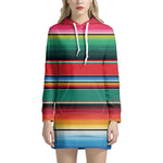 Colorful Mexican Blanket Pattern Print Hoodie Dress