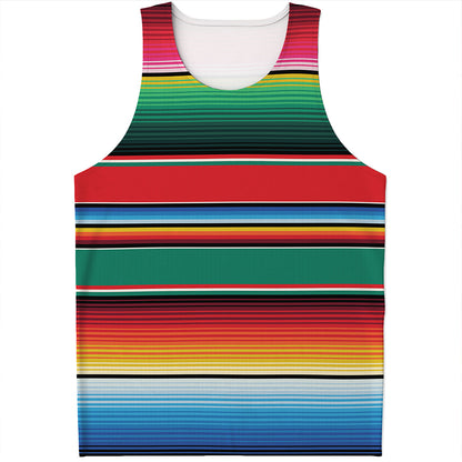 Colorful Mexican Blanket Pattern Print Men's Tank Top