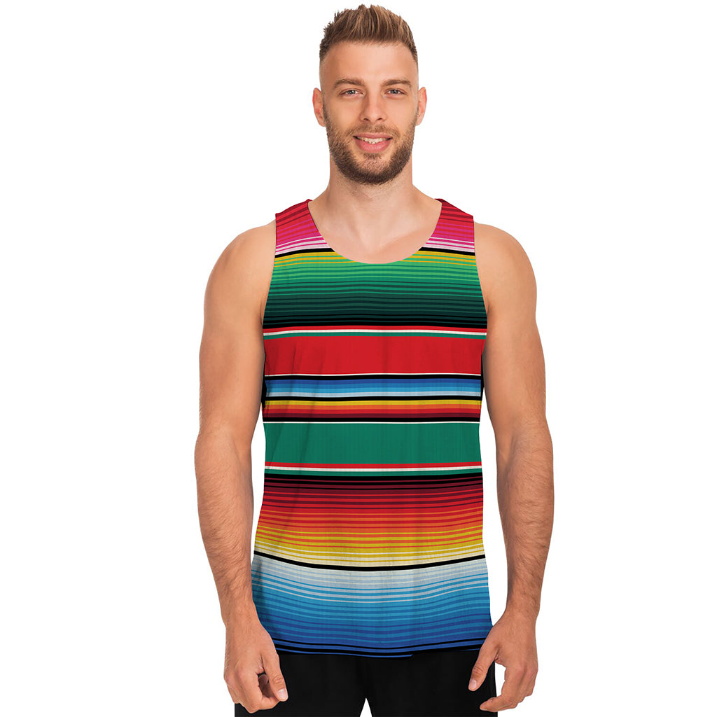 Colorful Mexican Blanket Pattern Print Men's Tank Top