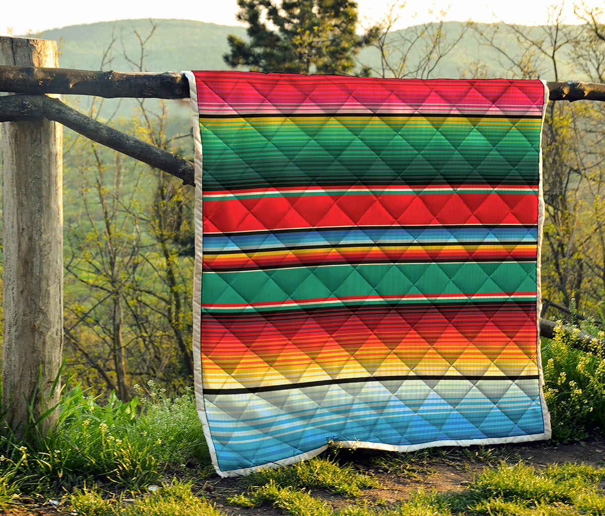 Colorful Mexican Blanket Pattern Print Quilt