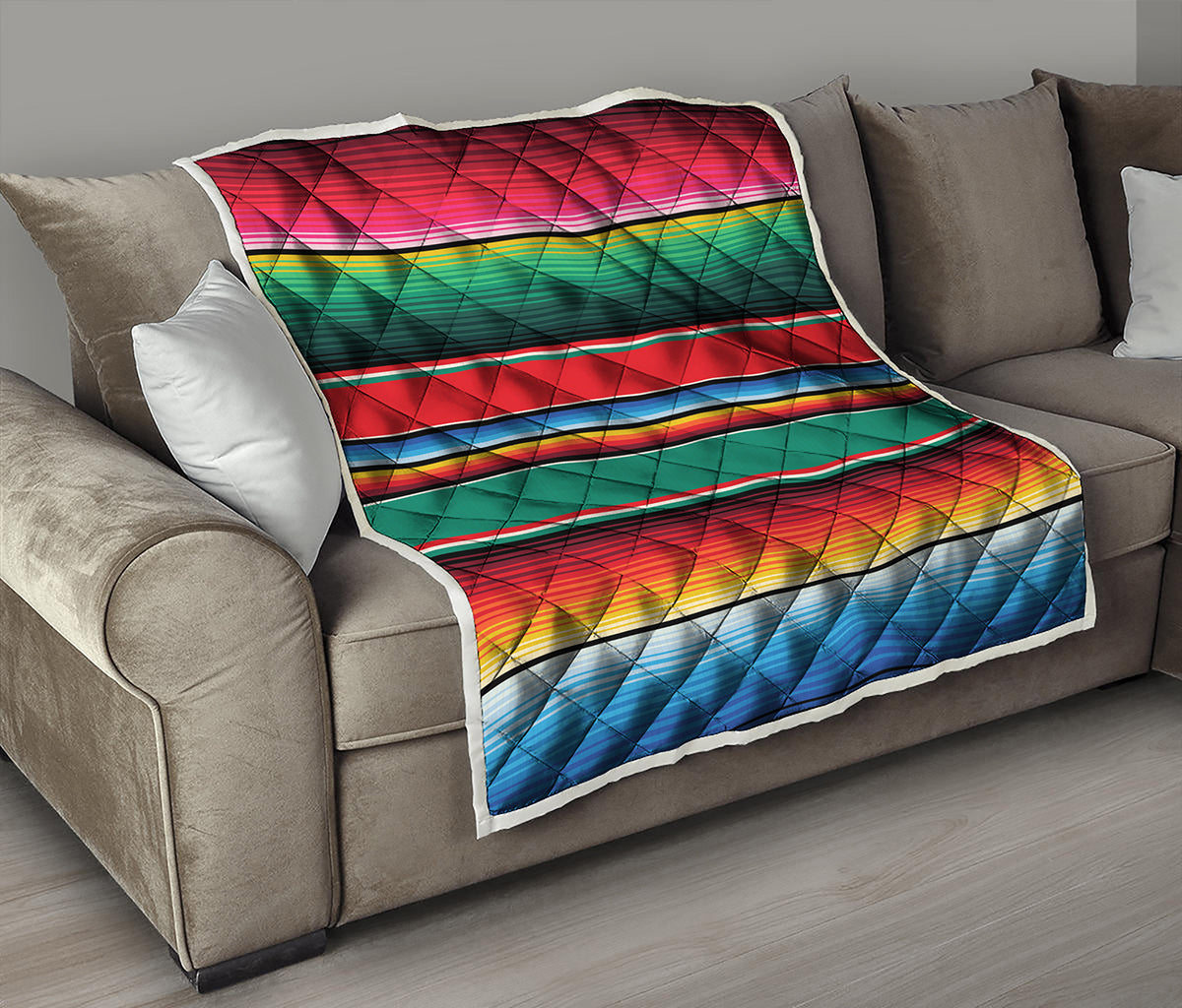 Colorful Mexican Blanket Pattern Print Quilt