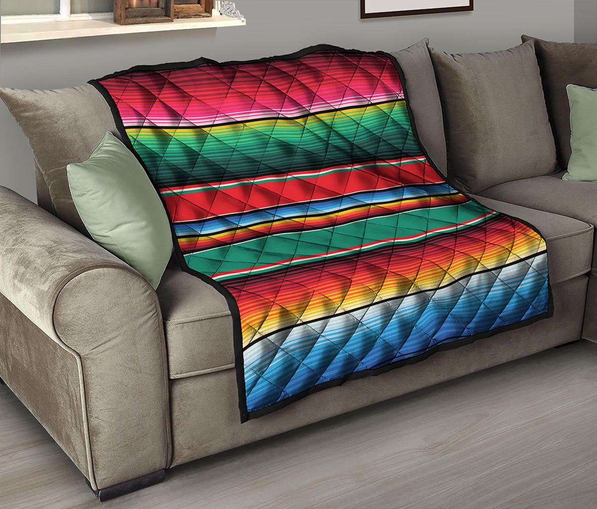 Colorful Mexican Blanket Pattern Print Quilt