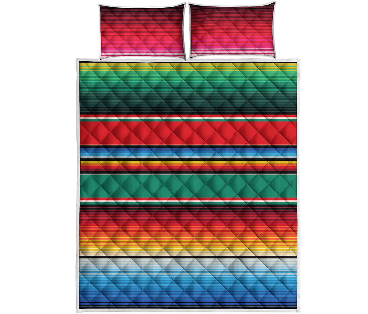 Colorful Mexican Blanket Pattern Print Quilt Bed Set