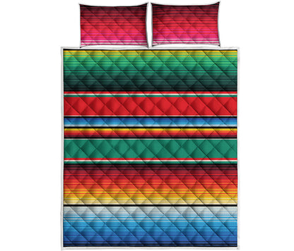 Colorful Mexican Blanket Pattern Print Quilt Bed Set