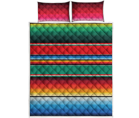 Colorful Mexican Blanket Pattern Print Quilt Bed Set