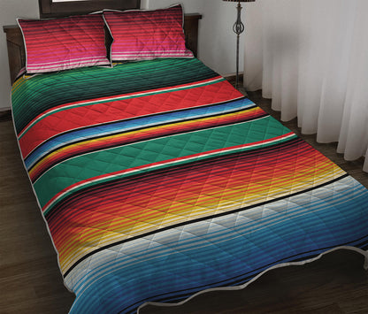 Colorful Mexican Blanket Pattern Print Quilt Bed Set
