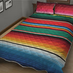 Colorful Mexican Blanket Pattern Print Quilt Bed Set