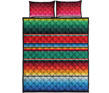 Colorful Mexican Blanket Pattern Print Quilt Bed Set