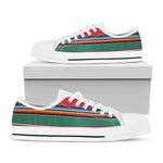 Colorful Mexican Blanket Pattern Print White Low Top Shoes