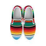 Colorful Mexican Blanket Pattern Print White Slip On Shoes