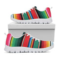 Colorful Mexican Blanket Pattern Print White Running Shoes