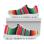 Colorful Mexican Blanket Pattern Print White Sneakers