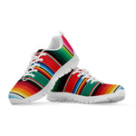 Colorful Mexican Blanket Pattern Print White Sneakers