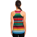 Colorful Mexican Blanket Pattern Print Women's Racerback Tank Top