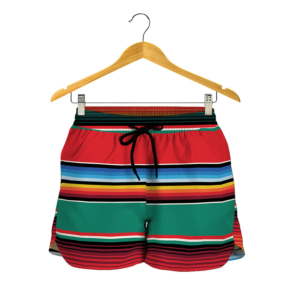 Colorful Mexican Blanket Pattern Print Women's Shorts