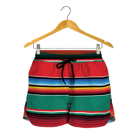 Colorful Mexican Blanket Pattern Print Women's Shorts