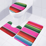 Colorful Mexican Blanket Stripe Print 3 Piece Bath Mat Set