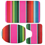Colorful Mexican Blanket Stripe Print 3 Piece Bath Mat Set