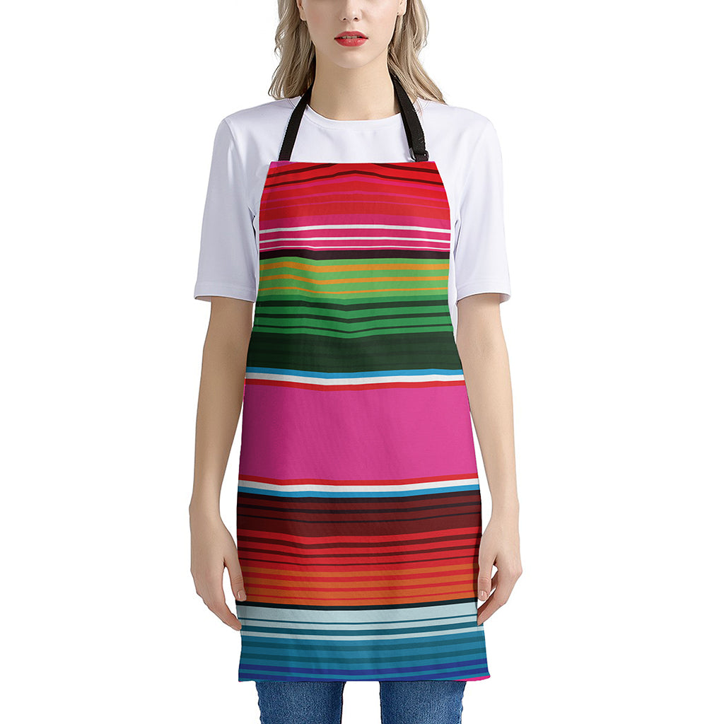 Colorful Mexican Blanket Stripe Print Apron