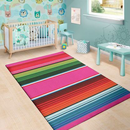 Colorful Mexican Blanket Stripe Print Area Rug