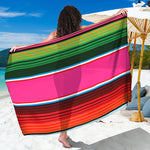 Colorful Mexican Blanket Stripe Print Beach Sarong Wrap