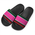Colorful Mexican Blanket Stripe Print Black Slide Sandals