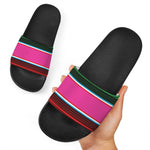 Colorful Mexican Blanket Stripe Print Black Slide Sandals