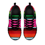 Colorful Mexican Blanket Stripe Print Black Sneakers