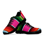Colorful Mexican Blanket Stripe Print Black Sneakers