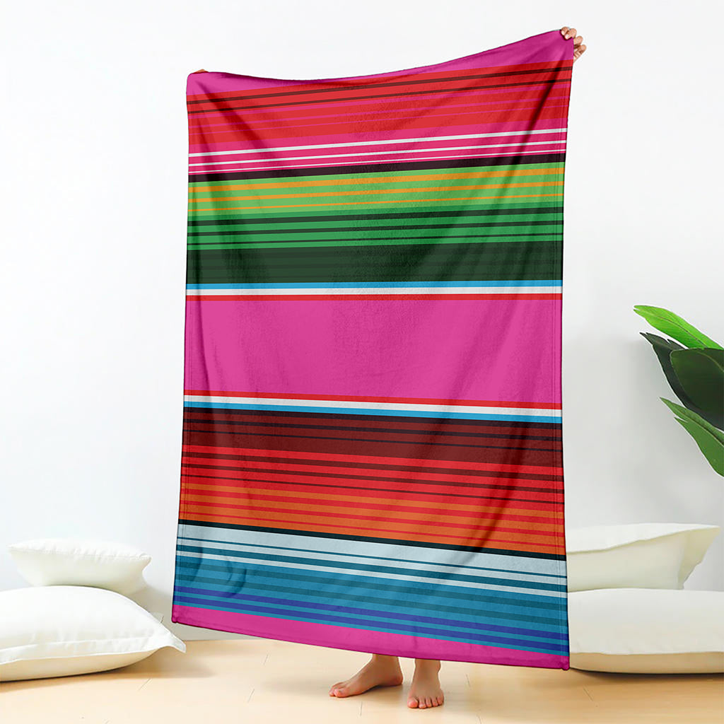 Colorful Mexican Blanket Stripe Print Blanket
