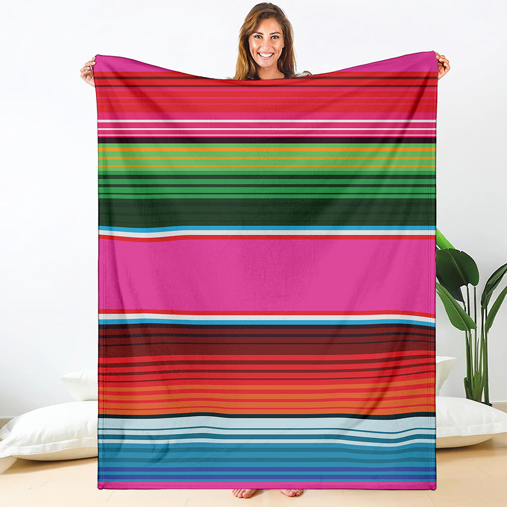 Colorful Mexican Blanket Stripe Print Blanket