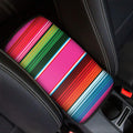 Colorful Mexican Blanket Stripe Print Car Center Console Cover