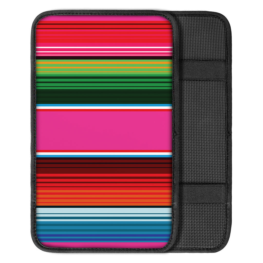Colorful Mexican Blanket Stripe Print Car Center Console Cover