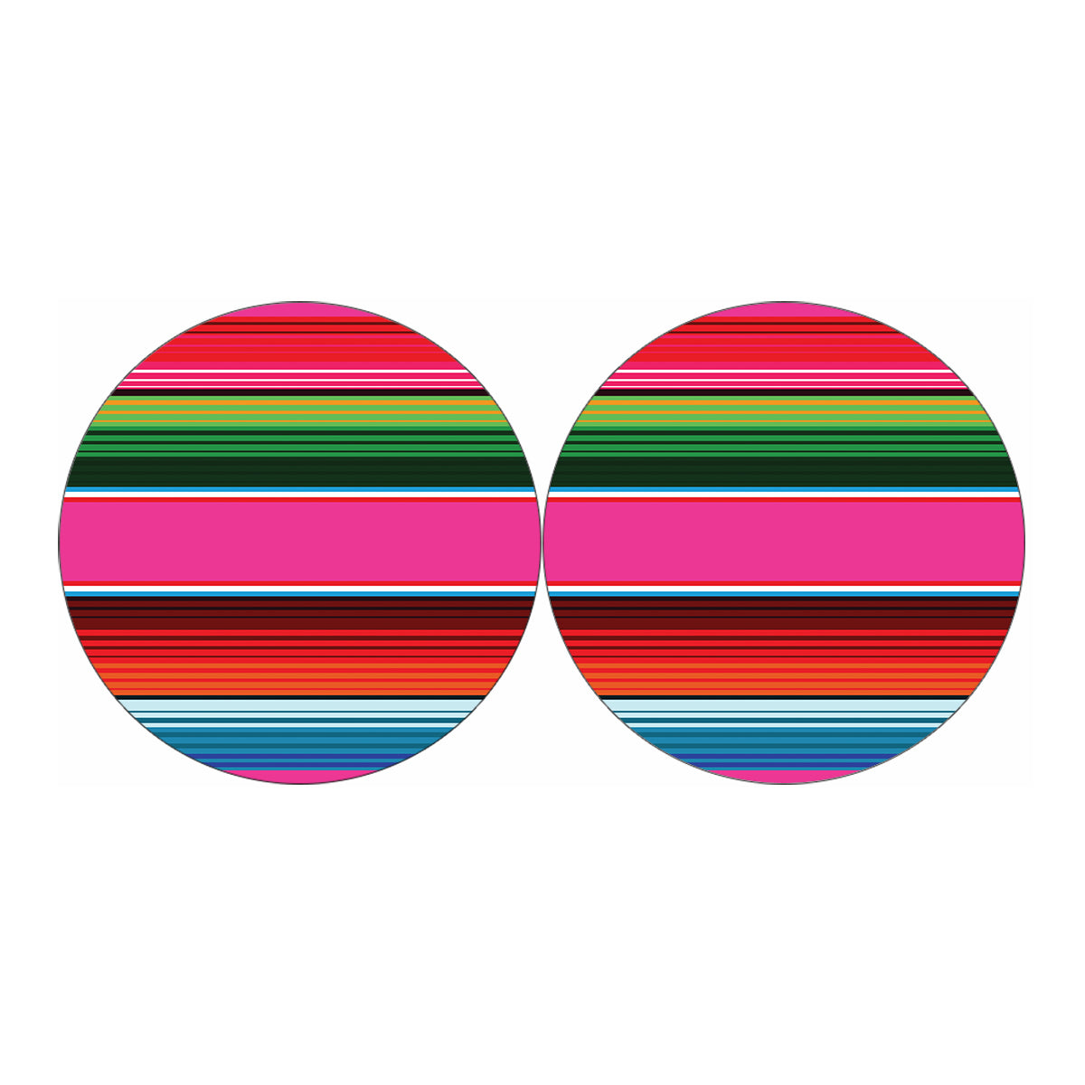 Colorful Mexican Blanket Stripe Print Car Coasters
