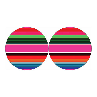 Colorful Mexican Blanket Stripe Print Car Coasters