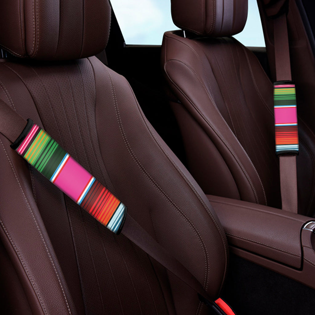 Colorful Mexican Blanket Stripe Print Car Seat Belt Covers