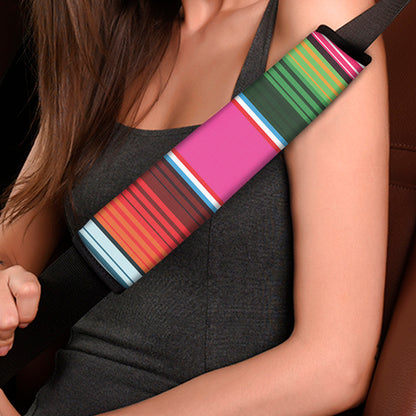 Colorful Mexican Blanket Stripe Print Car Seat Belt Covers