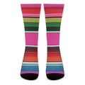 Colorful Mexican Blanket Stripe Print Crew Socks
