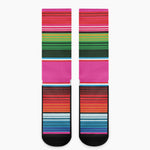 Colorful Mexican Blanket Stripe Print Crew Socks