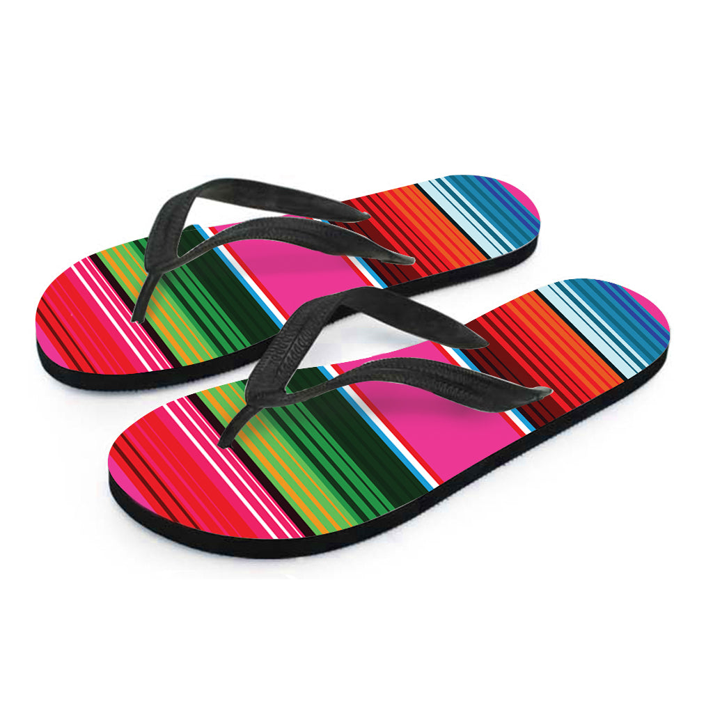 Colorful Mexican Blanket Stripe Print Flip Flops