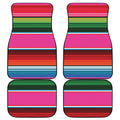Colorful Mexican Blanket Stripe Print Front and Back Car Floor Mats