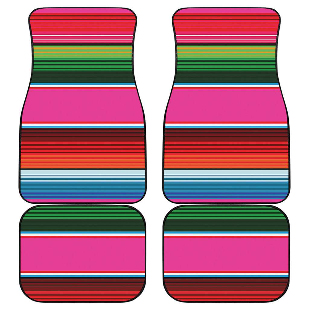 Colorful Mexican Blanket Stripe Print Front and Back Car Floor Mats