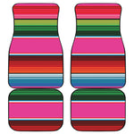 Colorful Mexican Blanket Stripe Print Front and Back Car Floor Mats