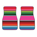 Colorful Mexican Blanket Stripe Print Front Car Floor Mats