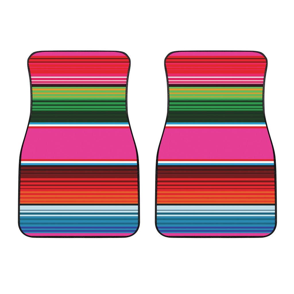 Colorful Mexican Blanket Stripe Print Front Car Floor Mats