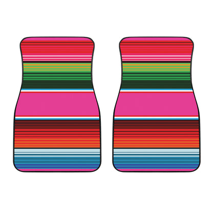 Colorful Mexican Blanket Stripe Print Front Car Floor Mats