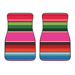 Colorful Mexican Blanket Stripe Print Front Car Floor Mats
