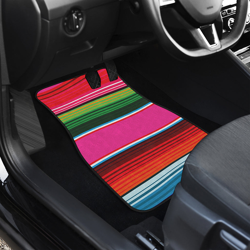 Colorful Mexican Blanket Stripe Print Front Car Floor Mats