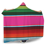 Colorful Mexican Blanket Stripe Print Hooded Blanket
