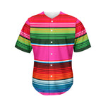 Colorful Mexican Blanket Stripe Print Men's Baseball Jersey